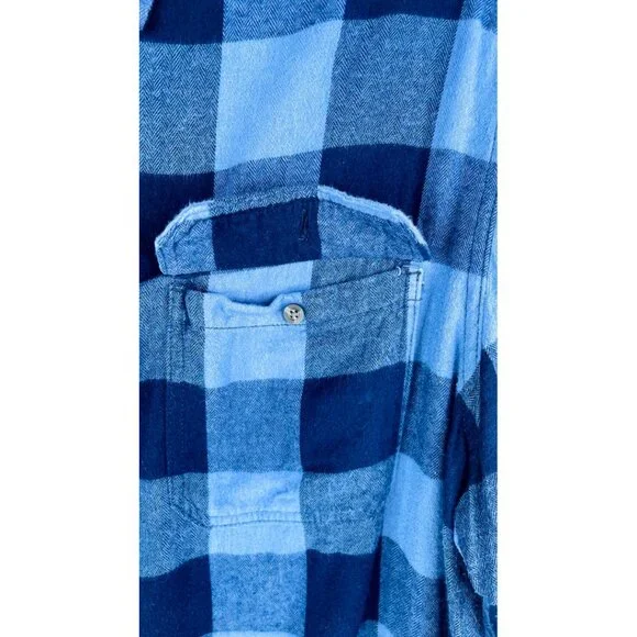 George Men's Navy | Blue Plaid Shirt Size: 2XL - Picture 4 of 6